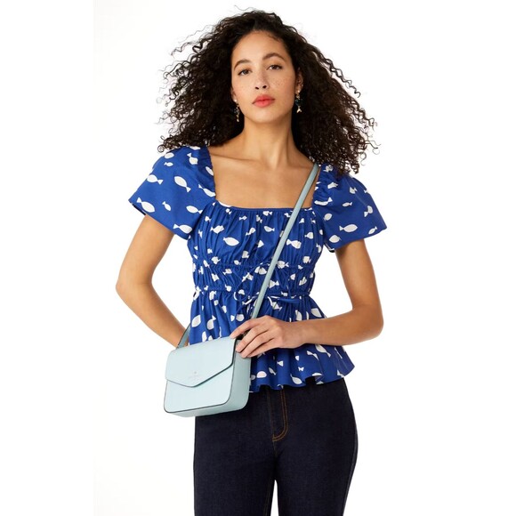 New Kate Spade Sadie Envelope Crossbody Saffiano Leather Crisp Sky - Picture 2 of 5